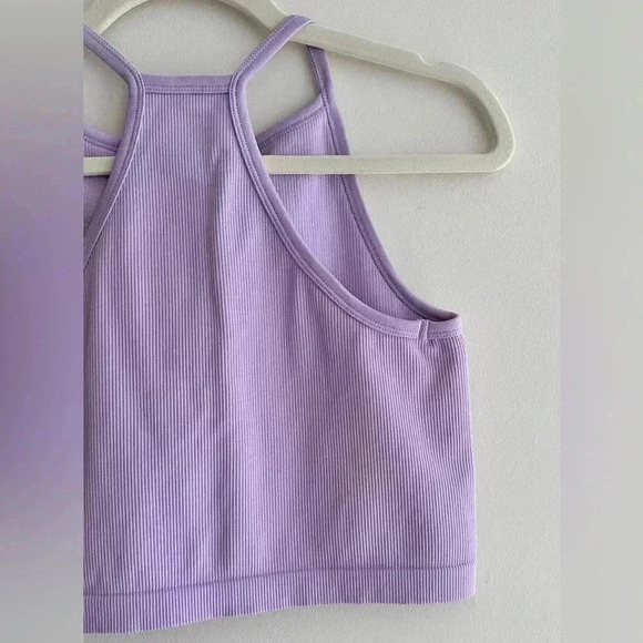 J.o&co Light Support Seamless Rib Knit Tank Top, Lilac/Lavender Tank, Size M-L - Picture 13 of 16